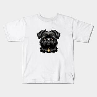 Head affenpinscher dog pet portrait cartoon vector illustration Kids T-Shirt